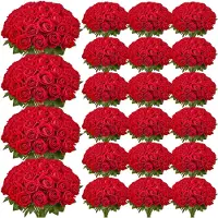 Vevor Konstgjorda Blommor, 500 st Verkliga Röda Skumroosor Bulk, Konstgjorda Röda Möhippa med Stjälkar för DIY Bröllopsbuketter, Hemdekorationer, Festbordsdekorationer
