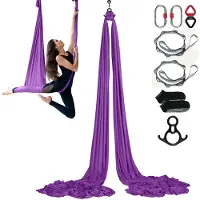 Vevor Aerial Silk &amp; Yoga Swing, 8,7 yards, Aerial Yoga Hammock Kit med 100gsm nylontyg, komplett riggningshårdvara och enkel installationsguide, antigravitationsflygning för alla nivåer fitness bo