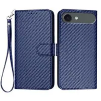 Mtp Products iPhone Air Premium plånboksfodral med rem - kolfiberstruktur - Kolblå