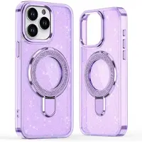 Mtp Products iPhone 16 Pro Max Glitter Hybridskal med kickstand - MagSafe-kompatibel - Lila