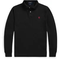 Ralph Lauren för män. 710681126037 Långärmad piképolotröja med smal passform svart (M), Casual, Bomull, Lång ärm