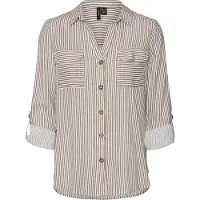 Vero Moda Blus 'Bumpy' ljusbrun / vit
