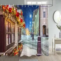 Your Warm Home Jul duschdraperier Rolig snögubbe gran gren present julkula nyår semester tyg hem badrum dekoration bad gardin set 47x70in-120x180cm