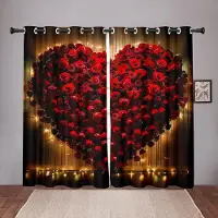 Household supplies MH 2 Delar Rosa Kärlekshjärta Gardin Alla Hjärtans Dag Tema Röd Romantisk Blommig Guld Stjärnljus Vardagsrum Sovrum Fönsterdekor 50W130H(CM)X2PCS&Hook