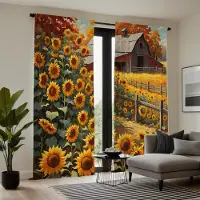 Household supplies MH 2 st HD Lantlig Stuga Pastoral Solrosgardiner Gula knytband digitaltryckta gardiner Heminredningsstil Dekorera vardagsrum W52H63inchW132H160cm