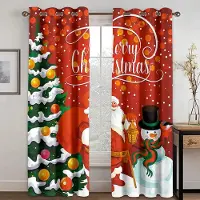 Household supplies MH 2 ST Digitaltryck Julgardin Snögubbe Julgran Liten Fönstergardin Sovrum Polyestergardin För Vardagsrum 50Wx60H(CM)x1Piece&Grommet Top