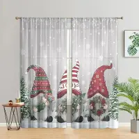Household supplies MH 2 delar, Jul tomte alv snöflinga gardiner -30% mörkläggning - lämpliga för vardagsrum, sovrum, kök, heminredning W150CM H166CM&Rod pocket