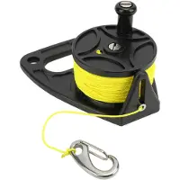 KAISAI Dykfiskespö med rulle Scubadukningsrulle med tumstoppare Krok för snorkling Undervattensport 46m Gul tråd Yellow line 46M black wheels black