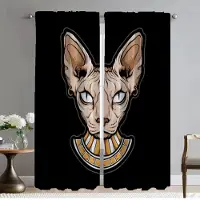 Household supplies MH Väggkonst Katt Myggnät för Kamera Mörkläggningsgardin för Rum 2 Paneler Halloween Dekoration Persienner Avskärmning Vardagsrum W50xH70cmx2pcs-CL