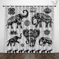 Household supplies MH 2 stycken gardiner med tryckt djur-elefantmönster i bohemisk stil, används för att dekorera sovrum och vardagsrum 140x160cm&Grommet Top