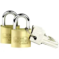 Burg wachter 2er Set Duo 222 30 SB Hänglås Lika låsning Mässing Nyckel