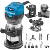 Vevor Träskärare Träfräs Verktygssats Elektrisk Handskärare Trälamineringsmaskin Fräsverktyg 710W Max vridmoment 30 000 RPM Variabel hastighet Kompakt Frässats med 4 Baser