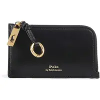Ralph Lauren för kvinnor. 427P04988002 Polo ID-korthållare i läder med svart dragkedja (OSFA), Casual, Hud