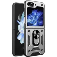 Mtp Products Samsung Galaxy Z Flip6/Z Flip7 FE Hybridskal med Ringhållare - Silver