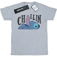 Disney Girls Lilo And Stitch Chillin Cotton T-Shirt (Sports Grey)