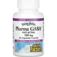 Natural Factors , Stress-Relax, Pharma GABA, 100 mg, 60 Vegetariska Kapslar