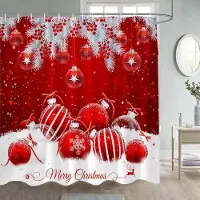 Your Warm Home Jul duschdraperier Rolig snögubbe gran gren present julkula nyår semester tyg hem badrum dekoration bad gardin set 47x70in-120x180cm