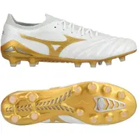 Mizuno Morelia Neo IV Beta Made in Japan FG Bright Gold - Vit/Guld Grå - Gräs (FG), storlek 47