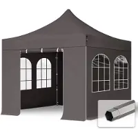 TOOLPORT 3x3 m snabbtält, Premium stål, med sidodelar (foenster), mörkgrå