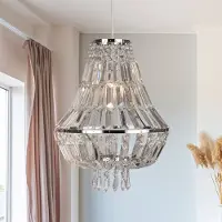 Searchlight Hänglampa Dietana, dimbar, Förkromad / silver, Vardagsrum / matsal, Metall, Modern, Pendellampa