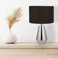 Searchlight Bordslampa Laynie, Svart, Vardagsrum / matsal, Textil / tyger / siden, Modern, Bordslampa