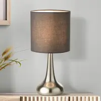 Searchlight Bordslampa Neraiah, Aluminium / grå / zink, Vardagsrum / matsal, Textil / tyger / siden, Modern, Bordslampa