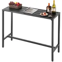 Vevor utomhusbarbord, 120 x 37,5 cm uteplatsbarbord, vattentät bordsskiva och robust metallram, rektangulära matbord i bänkhöjd, utemöbler för balkong, trädgård, bubbelpool, pool, inomhus