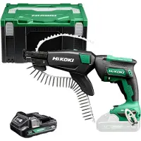 HiKOKI skruvdragare för gipsskivor G/K 18V W18DA WBZ med 2x2,0Ah + magasin BL 5000 varv/min HSC