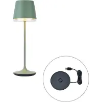 QAZQA Bordslampa grön inkl. LED IP65 Uppladdningsbar med laddstation - Bass