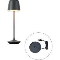 QAZQA Bordslampa svart inkl. LED IP65 Uppladdningsbar med laddstation - Treble