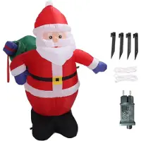 Konnwei 3,9 fot Uppblåsbar Jultomte med Presentpåse Ljusdekoration Polyester Enkel Installation Blås Upp Jul
