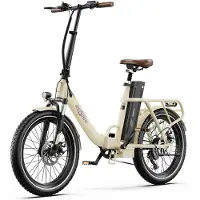 ONESPORT Elektrisk cykel hopfällbar 20 250W motor LCD-display 48V 17AH Bluetooth-stöd Topphastighet 25 km/h 7 växlar Beige OT16 With Accelerator beige