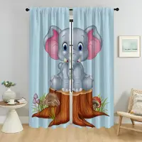 Household supplies MH Fönstergardin för rum 2 paneler Elefant tecknad antimyggardiner för kameraskärmar Halloweendekoration avskärmning vardagsrum W50xH70cmx2pcs-CL
