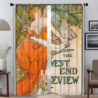 Household supplies MH Alphonse Mucha Gardiner för Vardagsrum Gardiner för Rum 2 Paneler Persienner Halloween Dekoration Heminredning Gardiner Avskärmning W50xH70cmx2pcs-CL