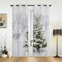Yiran Furniture Jul Vinter Snöflinga Tomte Fönstergardiner Dekor För Hem Sovrum Kök Vardagsrum Prydnad Julklappar Navidad Gardiner 135W x 60H(cm) x1 gray
