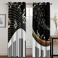 Household supplies MH Svart Musik Abstrakt Pianonot Konst Modern Tunn 2 Delar Ljusfiltrerande Gardiner för Vardagsrum Sovrum Fönster Draperi Dekor 50W130H(CM) 2PCS&Rod Pocket