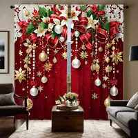 Household supplies MH 2 ST HD digitalt rött färgsystem blommig hängande boll festliga gardiner heminredningsstil dekoration vardagsrum sovrum th W52H63inchW132H160cm