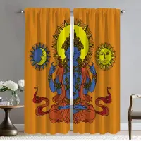 Household supplies MH Buddhism Halloween Dekoration Mörkläggningsgardin för Rum 2 Paneler Eleganta Rumsgardiner Tyg för Sovrum Persienner Avskärmning Vardagsrum W50xH70cmx2pcs-CL