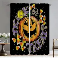 Household supplies MH Glad Halloween Bus eller godis Moderna vardagsrumsgardiner 2 delar Köksgardiner för Kamera Tyll för Sovrumsavdelare Hem W50xH70cmx2pcs-CL