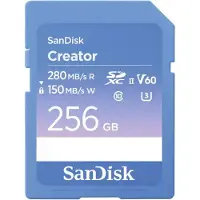 SanDisk Creator - Flash-minneskort - 256 GB - Video Class V60 / UHS-II U3 / Class10 - SDXC UHS-II