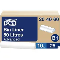Tork Avfallspåse 50 liter för papperskorgen - (10 rullar x 25 st per rulle)