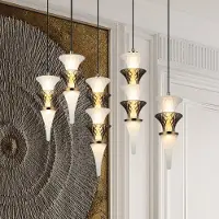VIOKEF Glas pendellampa Venera, Vitt / opal, Vardagsrum / matsal, Glas, Pendellampa