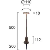 VIOKEF LED pollare Tango, Brun / rost, Aluminium / grå / zink, Modern, LED-utomhuslampa