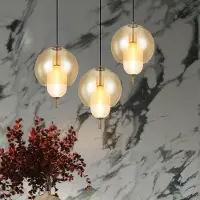 VIOKEF Glas pendellampa Adol, Aluminium / grå / zink, Vardagsrum / matsal, Glas, Pendellampa