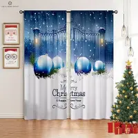 Yiran Furniture Tecknad Jul Snögubbe Jultomte Tryck Fönstergardin, Sovrum, Vardagsrum, Nyårsdekoration, Julklapp, 2 st W50xH130(CM)x2PCS&Grommet Top gray
