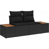 vidaXL Trädgårdsoffset med kudde med lagring 9 pcs Svart Poly rattan