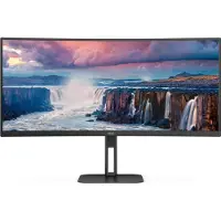 AOC V5 CU34V5C - LED-skärm - böjd - 34 - 3440 x 1440 WQHD @ 100 Hz - VA - 300 cd/m² - 3000:1 - 1 ms - HDMI, DisplayPort, USB-C - högtalare - Svart
