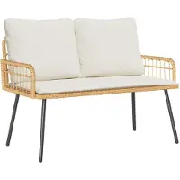 vidaXL Trädgårdsbänk med kudde Brun 114 x 64 x 78cm Metall