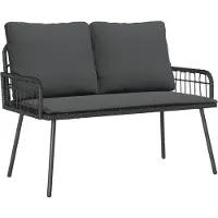 vidaXL Trädgårdsbänk med kudde Antracit 114 x 64 x 90cm Stål