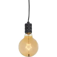 QAZQA Jul Pendellampa Svart med Kontakt Inkl. LED Bärnstensfärgat Glas Stjärna - Cavalux